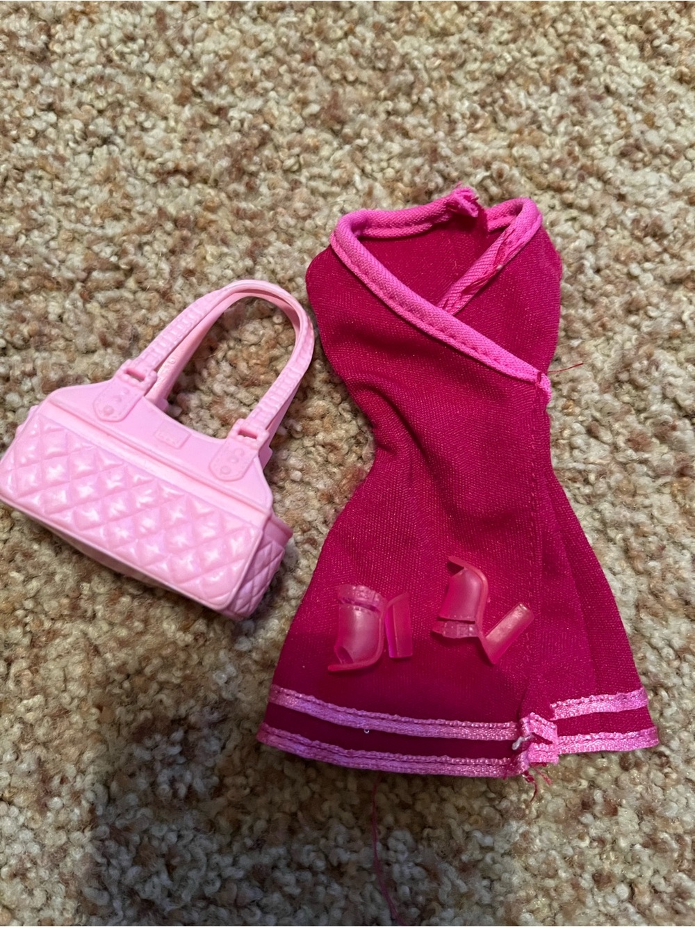 Barbie Fashion Doll Pink Dress Heels Purse